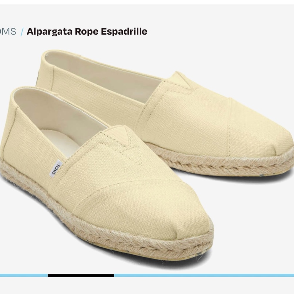 NWT  NIB TOMS Alpargata Rope Canvas Slip On Flats Shoes Womens Sz 8 1/2 8.5